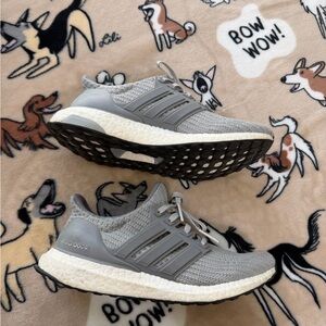 adidas Gray and White Ultra Boost Running Sneakers